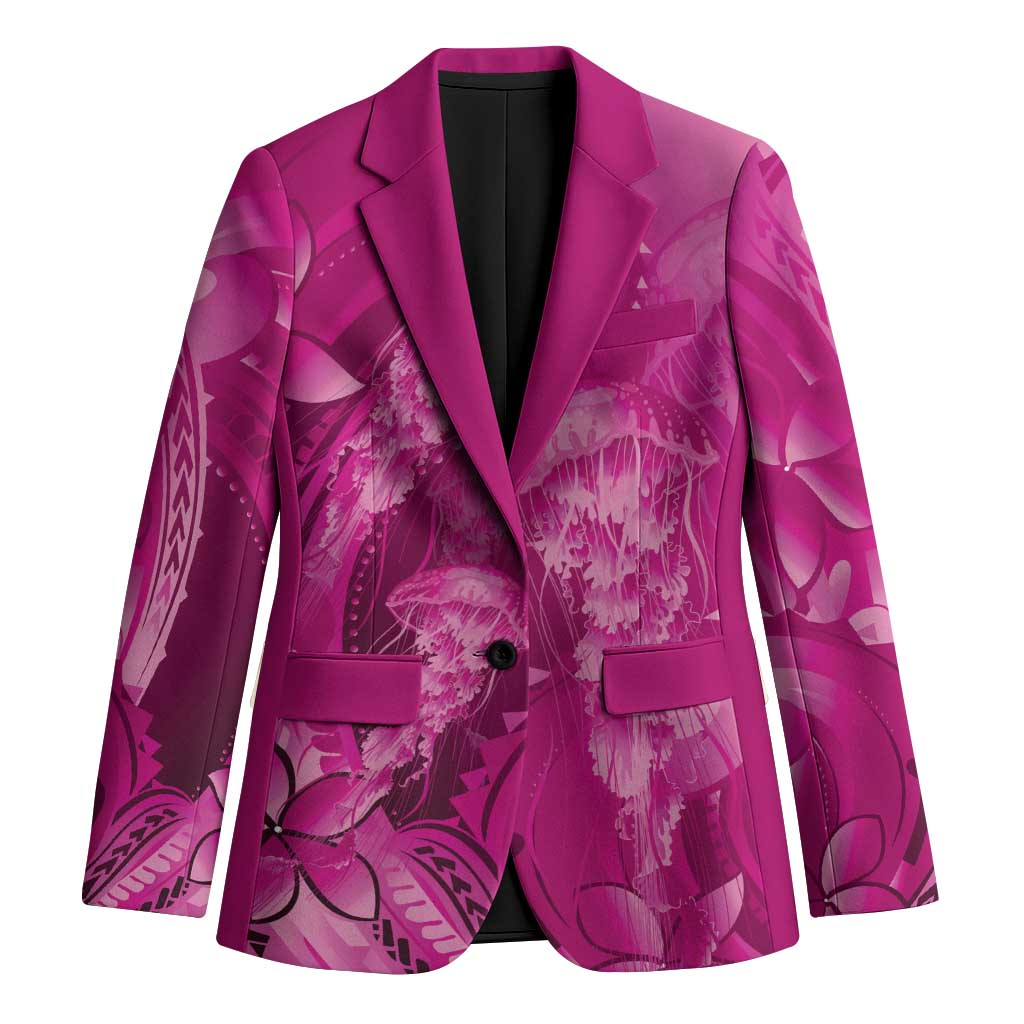 Pink Gradient Polynesia Jellyfish Blazer Plumeria Polynesian Tattoo Glowing Vibes