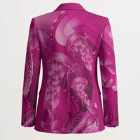 Pink Gradient Polynesia Jellyfish Blazer Plumeria Polynesian Tattoo Glowing Vibes