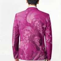 Pink Gradient Polynesia Jellyfish Blazer Plumeria Polynesian Tattoo Glowing Vibes