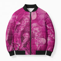 Pink Gradient Polynesia Jellyfish Bomber Puffer Jacket Plumeria Polynesian Tattoo Glowing Vibes