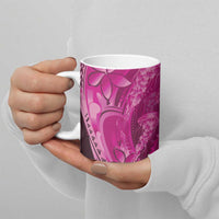 Pink Gradient Polynesia Jellyfish Ceramic Mug Plumeria Polynesian Tattoo Glowing Vibes