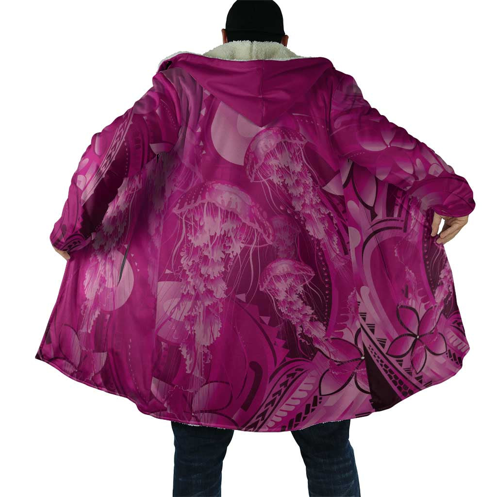 Pink Gradient Polynesia Jellyfish Cloak Plumeria Polynesian Tattoo Glowing Vibes