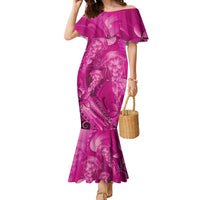 Pink Gradient Polynesia Jellyfish Family Matching Mermaid Dress and Hawaiian Shirt Plumeria Polynesian Tattoo Glowing Vibes
