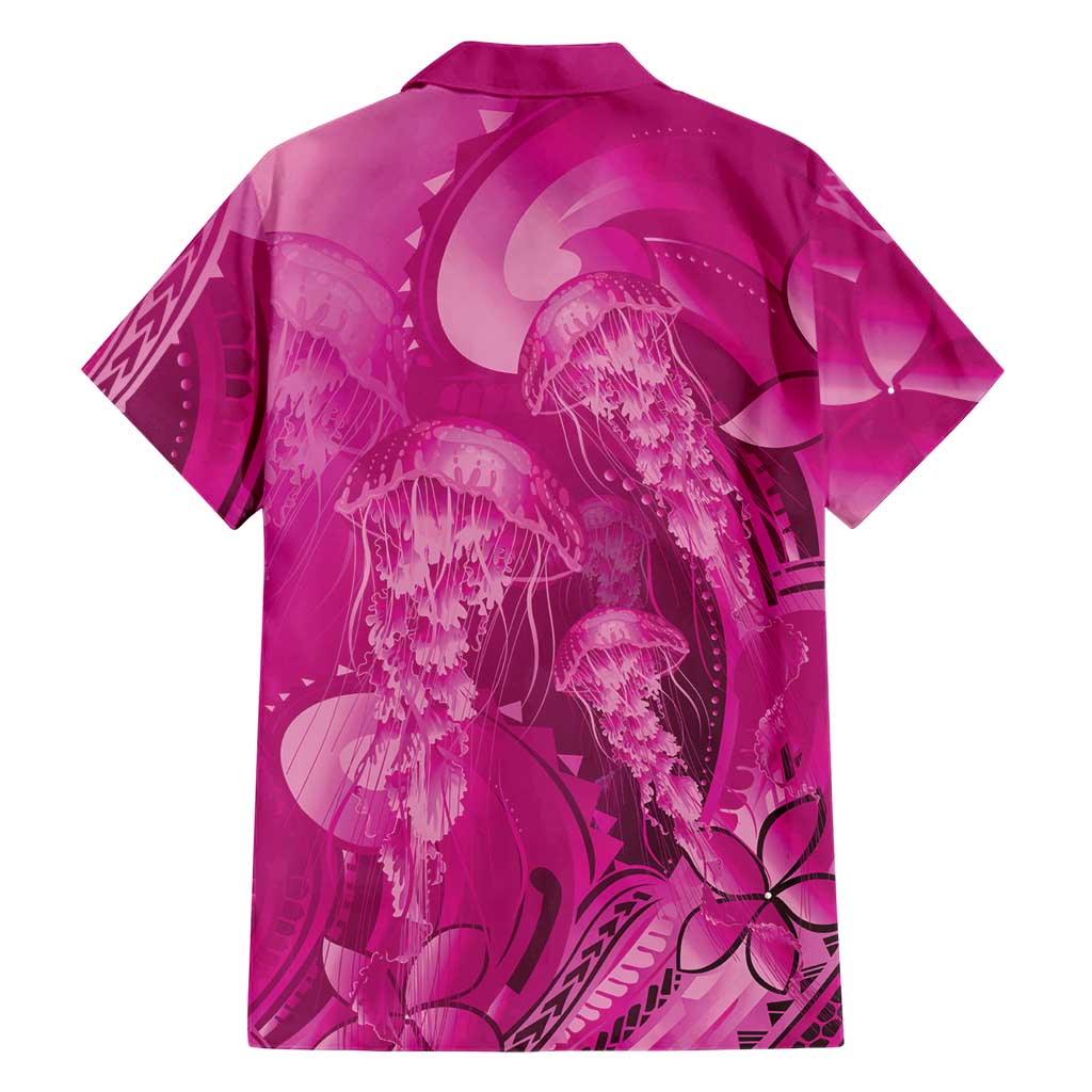 Pink Gradient Polynesia Jellyfish Family Matching Summer Maxi Dress and Hawaiian Shirt Plumeria Polynesian Tattoo Glowing Vibes