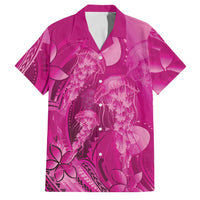 Pink Gradient Polynesia Jellyfish Family Matching Tank Maxi Dress and Hawaiian Shirt Plumeria Polynesian Tattoo Glowing Vibes