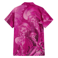 Pink Gradient Polynesia Jellyfish Family Matching Tank Maxi Dress and Hawaiian Shirt Plumeria Polynesian Tattoo Glowing Vibes