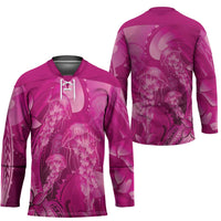 Pink Gradient Polynesia Jellyfish Hockey Jersey Plumeria Polynesian Tattoo Glowing Vibes LT14 - Polynesian Pride