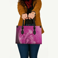 Pink Gradient Polynesia Jellyfish Leather Bag Plumeria Polynesian Tattoo Glowing Vibes