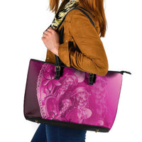 Pink Gradient Polynesia Jellyfish Leather Tote Bag Plumeria Polynesian Tattoo Glowing Vibes LT14 Pink - Polynesian Pride