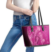Pink Gradient Polynesia Jellyfish Leather Tote Bag Plumeria Polynesian Tattoo Glowing Vibes LT14 - Polynesian Pride