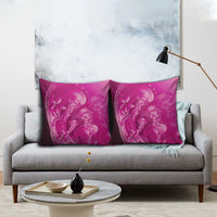 Pink Gradient Polynesia Jellyfish Pillow Cover Plumeria Polynesian Tattoo Glowing Vibes