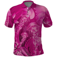 Pink Gradient Polynesia Jellyfish Polo Shirt Plumeria Polynesian Tattoo Glowing Vibes LT14 Pink - Polynesian Pride