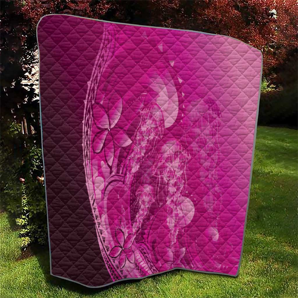 Pink Gradient Polynesia Jellyfish Quilt Plumeria Polynesian Tattoo Glowing Vibes