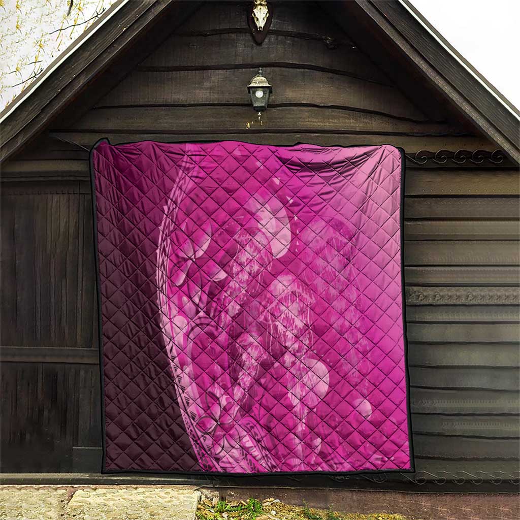 Pink Gradient Polynesia Jellyfish Quilt Plumeria Polynesian Tattoo Glowing Vibes