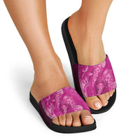 Pink Gradient Polynesia Jellyfish Slide Sandals Plumeria Polynesian Tattoo Glowing Vibes