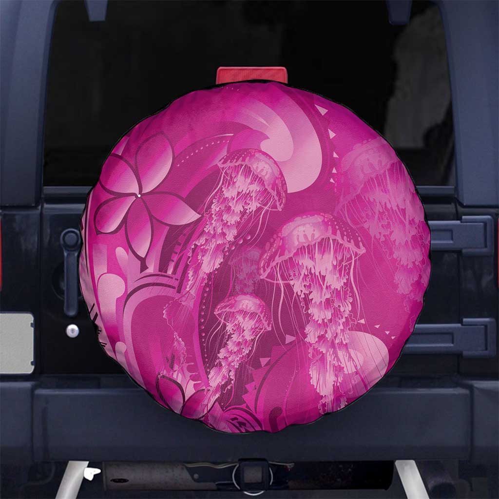 Pink Gradient Polynesia Jellyfish Spare Tire Cover Plumeria Polynesian Tattoo Glowing Vibes LT14 No hole Pink - Polynesian Pride
