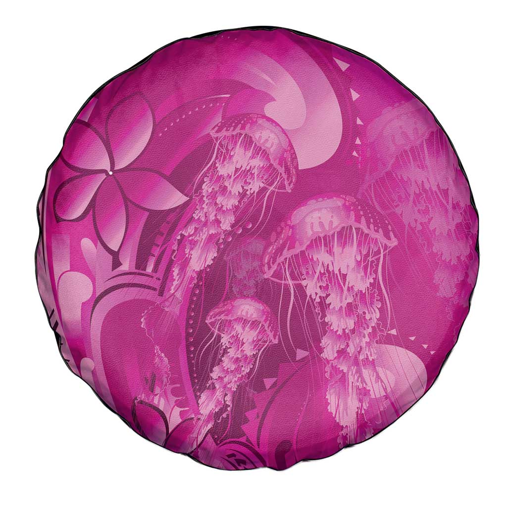 Pink Gradient Polynesia Jellyfish Spare Tire Cover Plumeria Polynesian Tattoo Glowing Vibes LT14 - Polynesian Pride