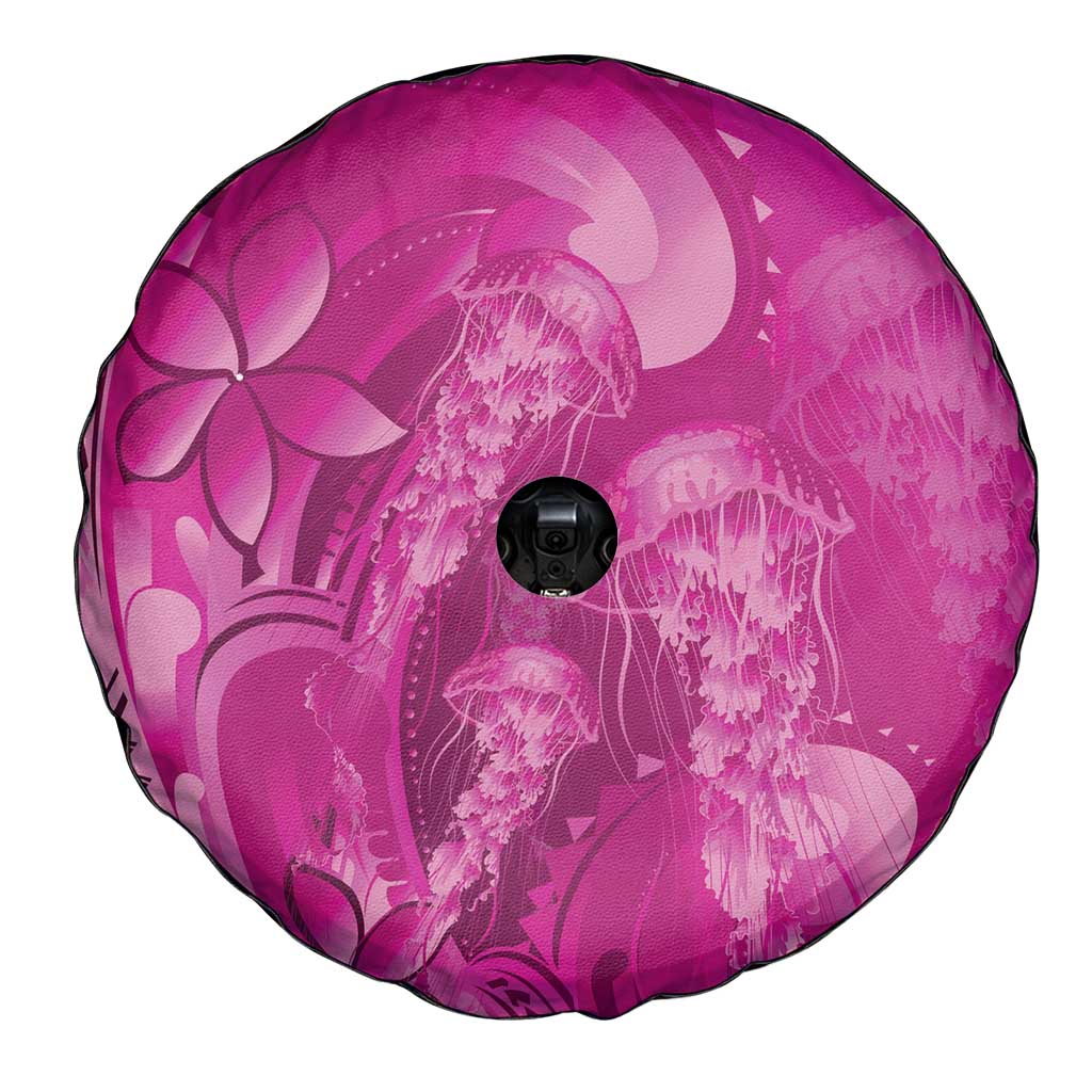 Pink Gradient Polynesia Jellyfish Spare Tire Cover Plumeria Polynesian Tattoo Glowing Vibes LT14 - Polynesian Pride
