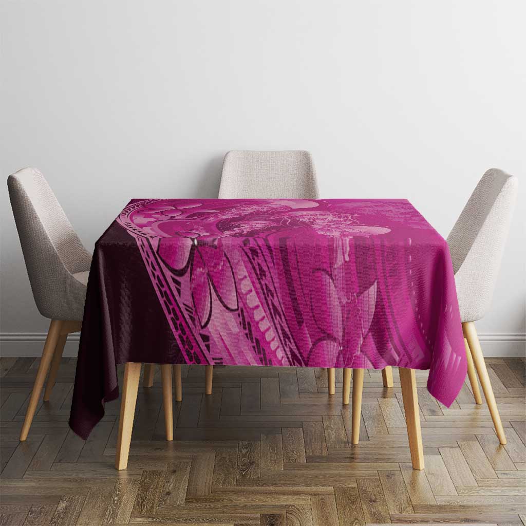 Pink Gradient Polynesia Jellyfish Tablecloth Plumeria Polynesian Tattoo Glowing Vibes