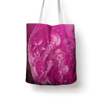 Pink Gradient Polynesia Jellyfish Tote Bag Plumeria Polynesian Tattoo Glowing Vibes
