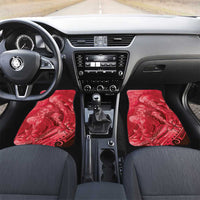 Red Gradient Polynesia Jellyfish Car Mats Plumeria Polynesian Tattoo Glowing Vibes