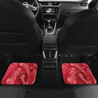 Red Gradient Polynesia Jellyfish Car Mats Plumeria Polynesian Tattoo Glowing Vibes