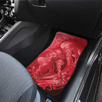 Red Gradient Polynesia Jellyfish Car Mats Plumeria Polynesian Tattoo Glowing Vibes