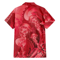 Red Gradient Polynesia Jellyfish Family Matching Summer Maxi Dress and Hawaiian Shirt Plumeria Polynesian Tattoo Glowing Vibes