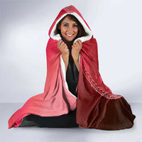 Red Gradient Polynesia Jellyfish Hooded Blanket Plumeria Polynesian Tattoo Glowing Vibes