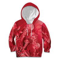 Red Gradient Polynesia Jellyfish Kid Hoodie Plumeria Polynesian Tattoo Glowing Vibes
