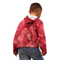 Red Gradient Polynesia Jellyfish Kid Hoodie Plumeria Polynesian Tattoo Glowing Vibes
