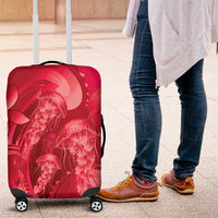 Red Gradient Polynesia Jellyfish Luggage Cover Plumeria Polynesian Tattoo Glowing Vibes