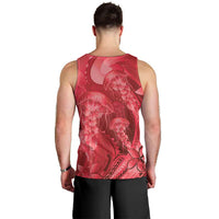Red Gradient Polynesia Jellyfish Men Tank Top Plumeria Polynesian Tattoo Glowing Vibes