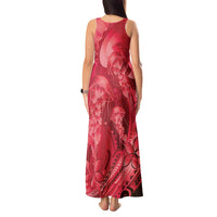 Red Gradient Polynesia Jellyfish Tank Maxi Dress Plumeria Polynesian Tattoo Glowing Vibes LT14 - Polynesian Pride