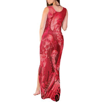 Red Gradient Polynesia Jellyfish Tank Maxi Dress Plumeria Polynesian Tattoo Glowing Vibes LT14 - Polynesian Pride