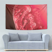 Red Gradient Polynesia Jellyfish Tapestry Plumeria Polynesian Tattoo Glowing Vibes