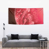 Red Gradient Polynesia Jellyfish Tapestry Plumeria Polynesian Tattoo Glowing Vibes