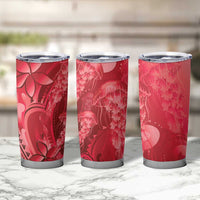 Red Gradient Polynesia Jellyfish Tumbler Cup Plumeria Polynesian Tattoo Glowing Vibes