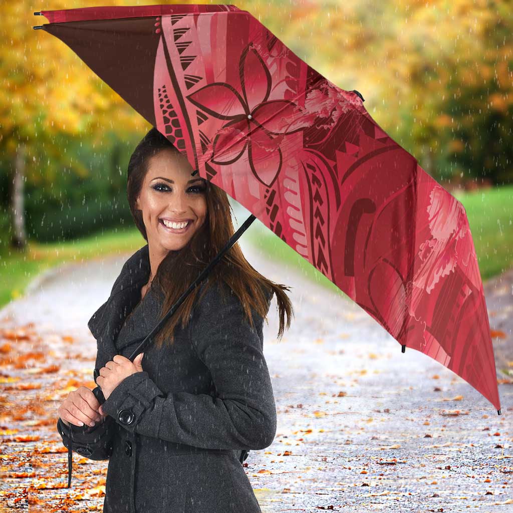 Red Gradient Polynesia Jellyfish Umbrella Plumeria Polynesian Tattoo Glowing Vibes