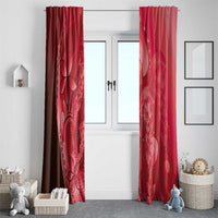 Red Gradient Polynesia Jellyfish Window Curtain Plumeria Polynesian Tattoo Glowing Vibes
