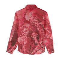 Red Gradient Polynesia Jellyfish Women Casual Shirt Plumeria Polynesian Tattoo Glowing Vibes