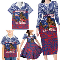 Personalised Samoa Independence Day Family Matching Long Sleeve Bodycon Dress and Hawaiian Shirt 64th Anniversary Toa O Samoa