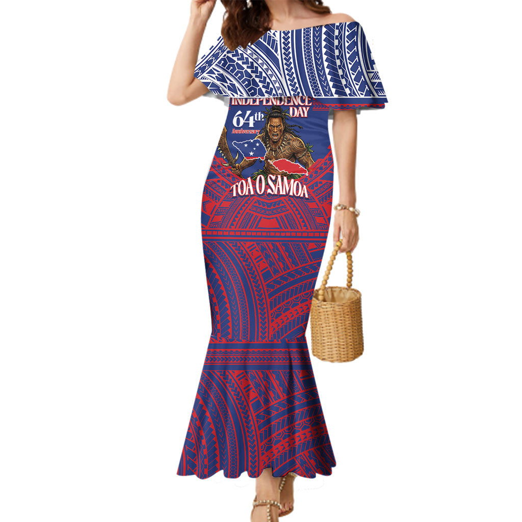 Personalised Samoa Independence Day Family Matching Mermaid Dress and Hawaiian Shirt 64th Anniversary Toa O Samoa