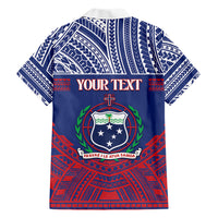 Personalised Samoa Independence Day Family Matching Off The Shoulder Long Sleeve Dress and Hawaiian Shirt 64th Anniversary Toa O Samoa
