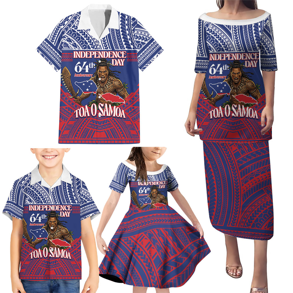 Personalised Samoa Independence Day Family Matching Puletasi and Hawaiian Shirt 64th Anniversary Toa O Samoa