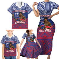 Personalised Samoa Independence Day Family Matching Short Sleeve Bodycon Dress and Hawaiian Shirt 64th Anniversary Toa O Samoa