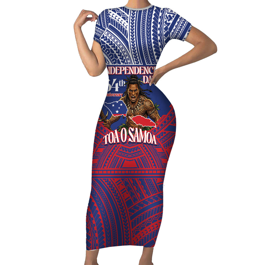 Personalised Samoa Independence Day Family Matching Short Sleeve Bodycon Dress and Hawaiian Shirt 64th Anniversary Toa O Samoa