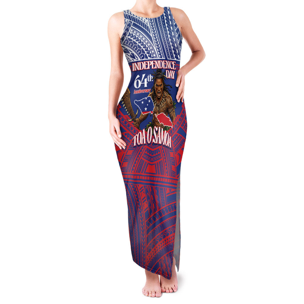 Personalised Samoa Independence Day Family Matching Tank Maxi Dress and Hawaiian Shirt 64th Anniversary Toa O Samoa