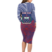 Personalised Samoa Independence Day Long Sleeve Bodycon Dress 64th Anniversary Toa O Samoa