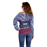 Personalised Samoa Independence Day Off Shoulder Sweater 64th Anniversary Toa O Samoa
